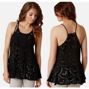 Intimately Free People Black Starry Eyelet Lace Tank Top Size SM Revolve Summer